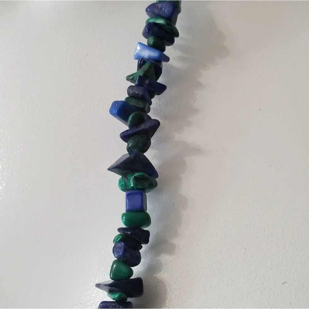 Lapis Lazuli & Malachite Chip Beaded Necklace 36
